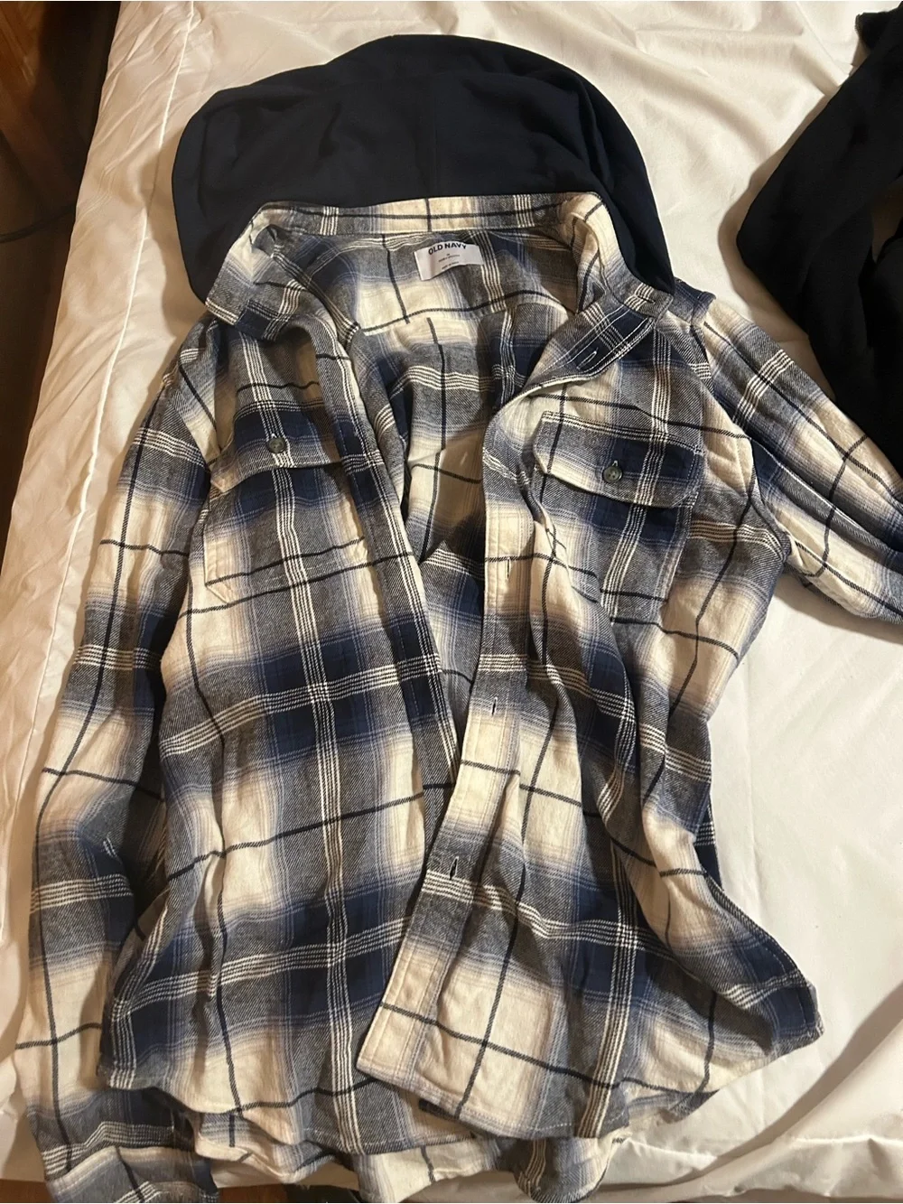 Old Navy Men's Blue & White Plaid Button-Down Shirt